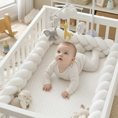 Tresse de Lit 3M Bébé sur le ventre dans le lit tressé