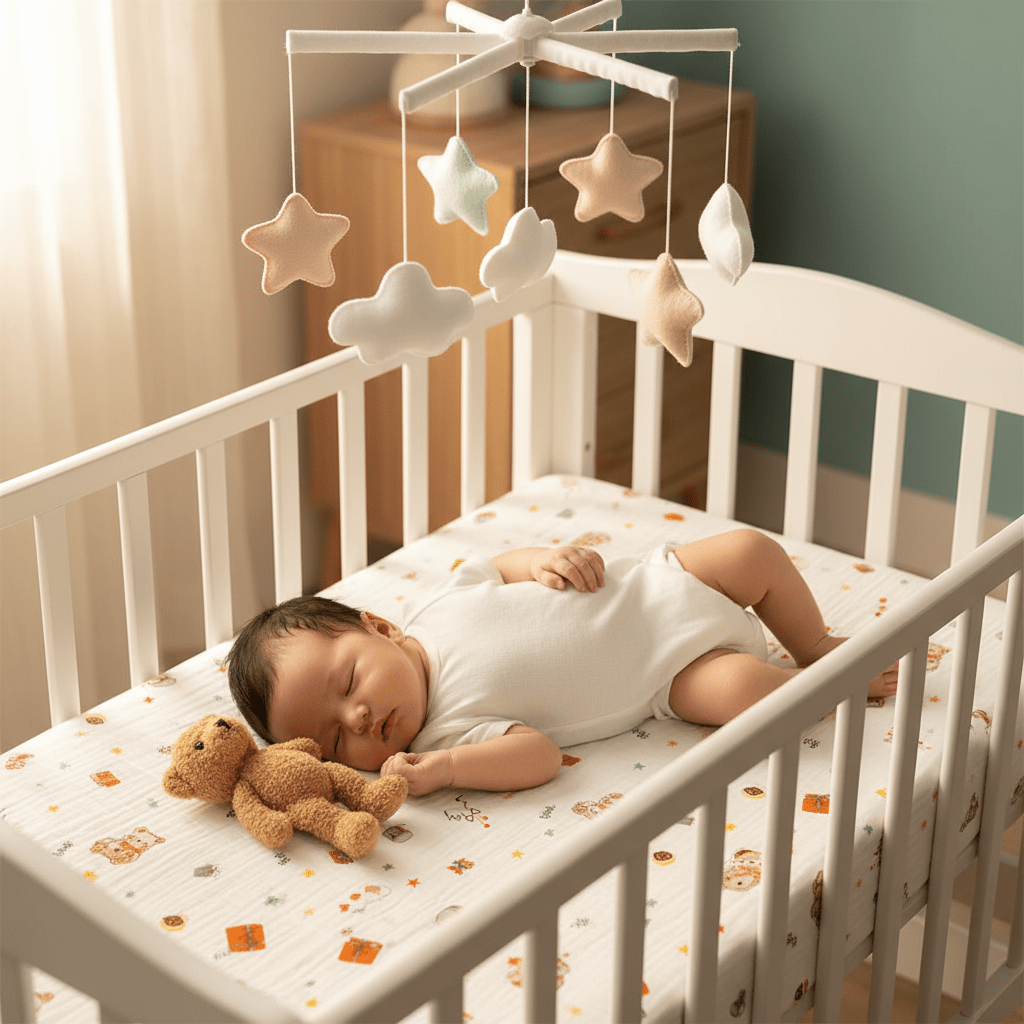 tour de lit ourson Bébé toutou mobile – drap ourson coloré