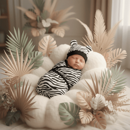 couverture pour emmailloter maman sommeil  - Jungle apaisante Bébé zèbre - Jungle pastel