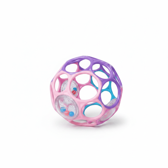 balle sensorielle bebe rose violet seule fond blanc