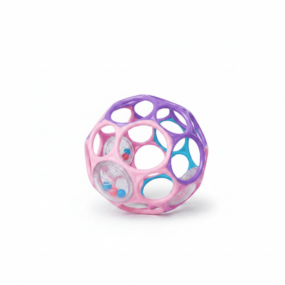 balle sensorielle bebe rose violet seule fond blanc
