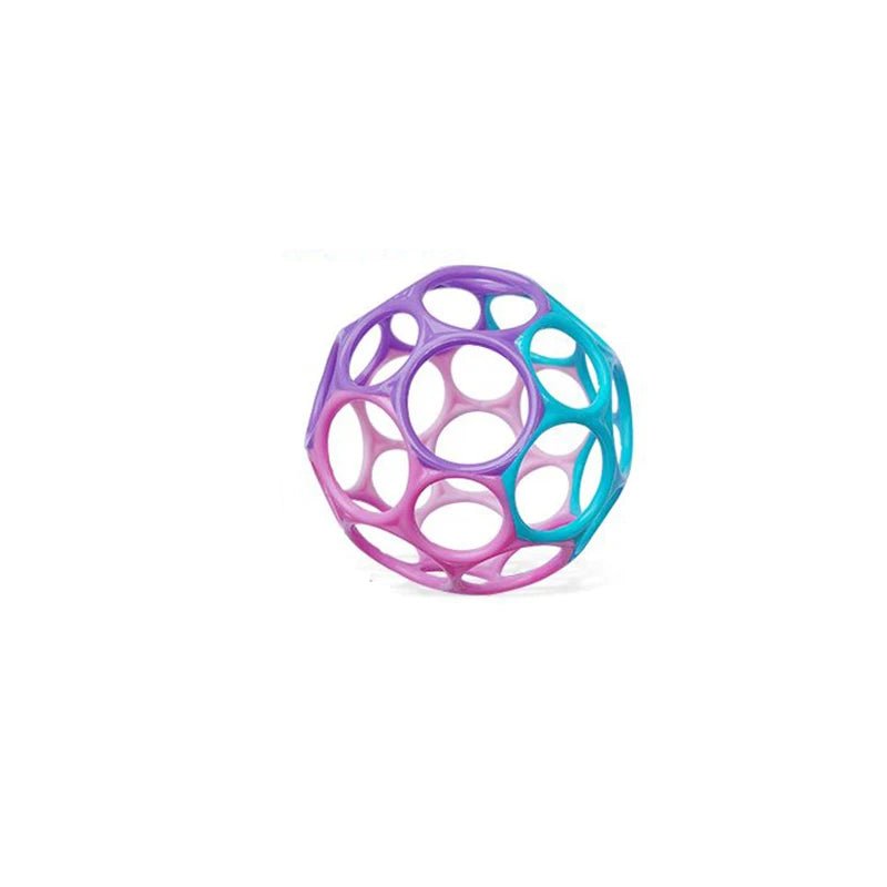 balle sensorielle bebe mauve et turquoise