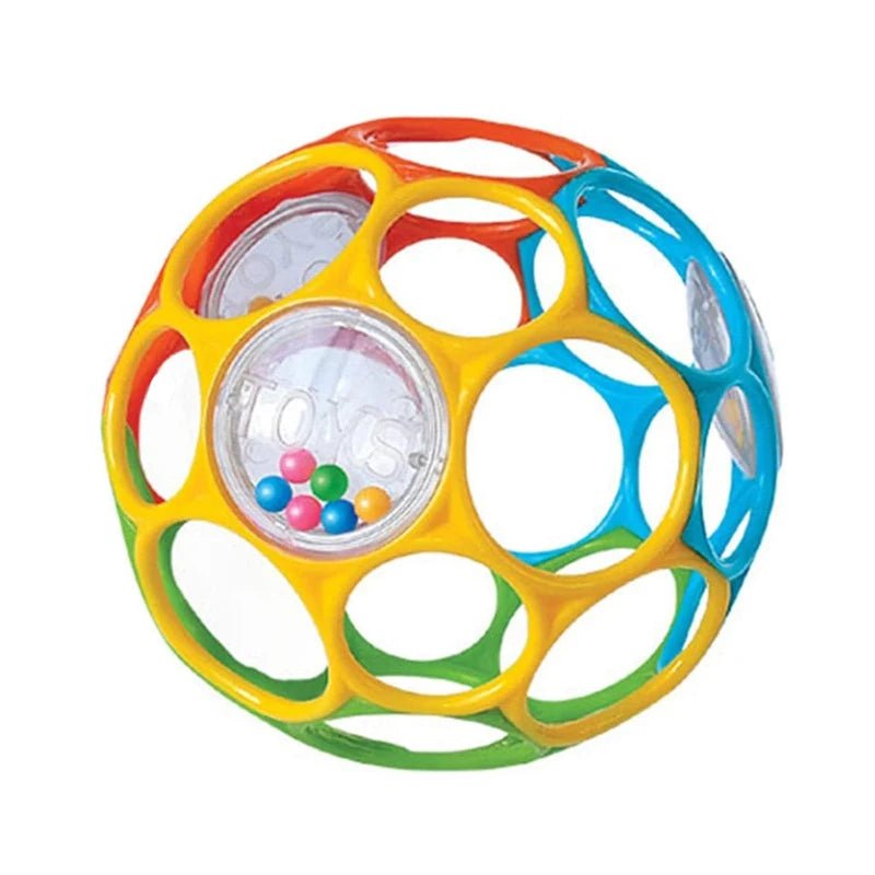 balle sensorielle bebe souple avec billes en couleur