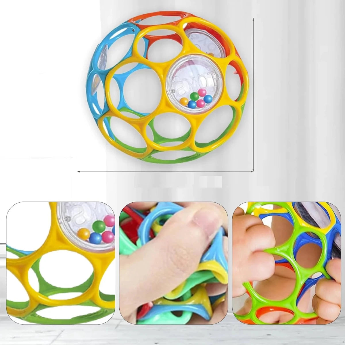 balle sensorielle bebe souple en couleur et dimension
