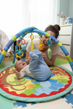 tapis d'eveil bebe Bleu éléphant maman bébé rit