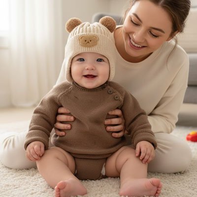 Bonnet Bébé Chaud Cozy - Doux & ConfortableBonnet bebe pour combinaison bebe chaude beige