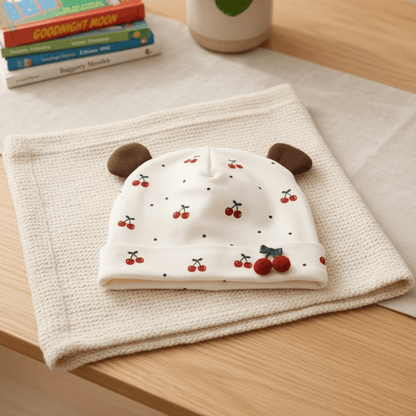 Bonnet bébé naissance et Bonnet cerise rouge pois