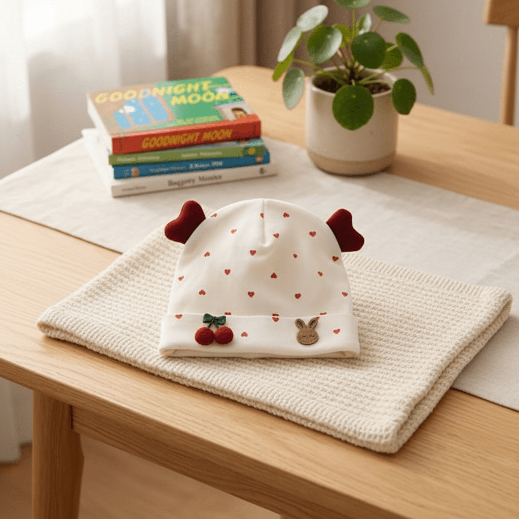 Bonnet bébé naissance et Bonnet lapin cœurs