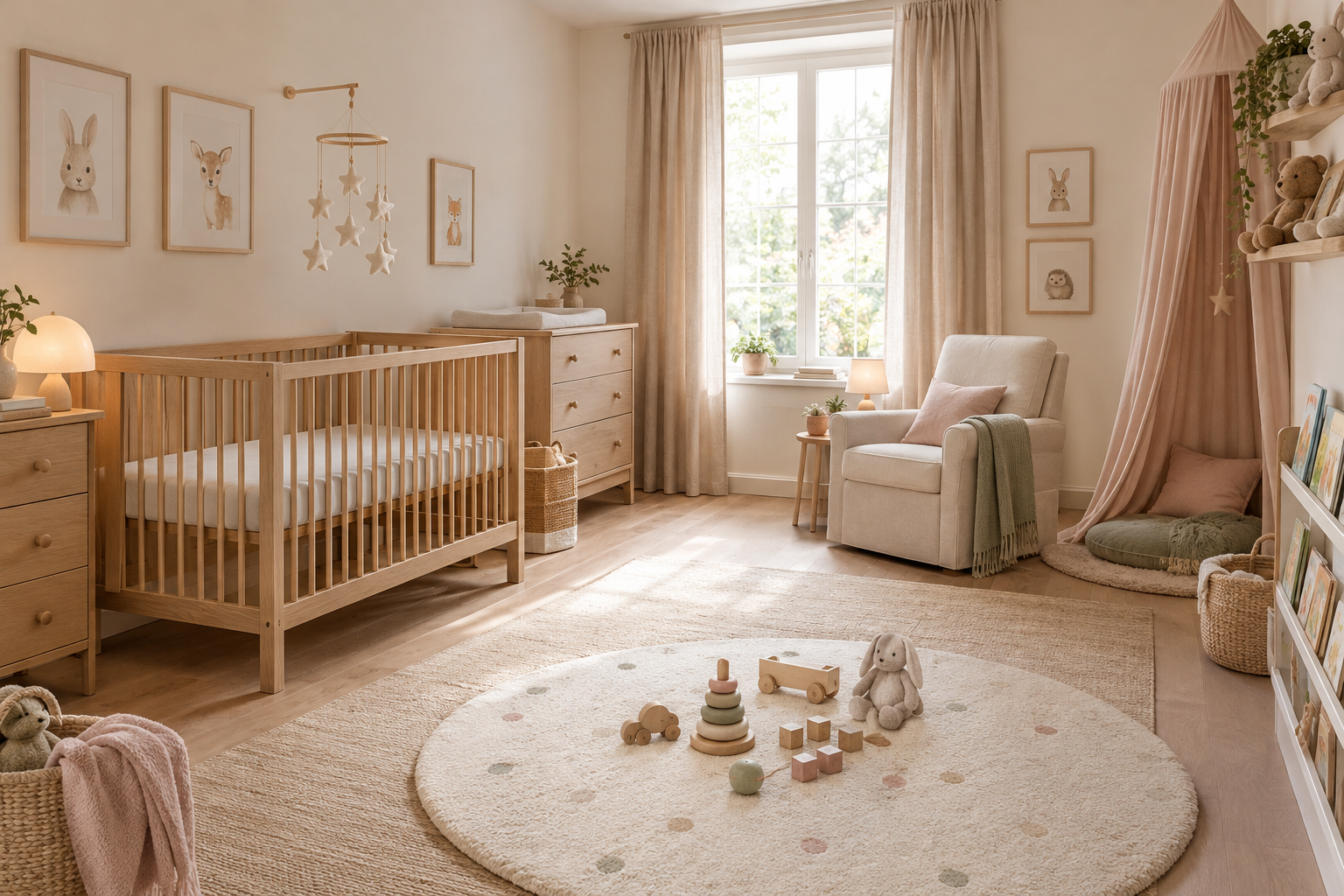 Chambre d’enfant complète dans une ambiance scandinave douce