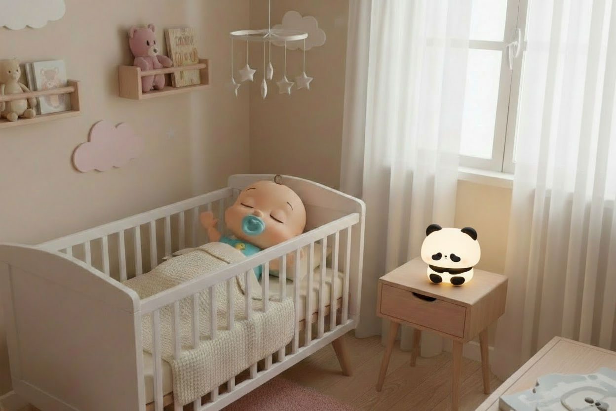 Chambre de bébé avec veilleuse panda