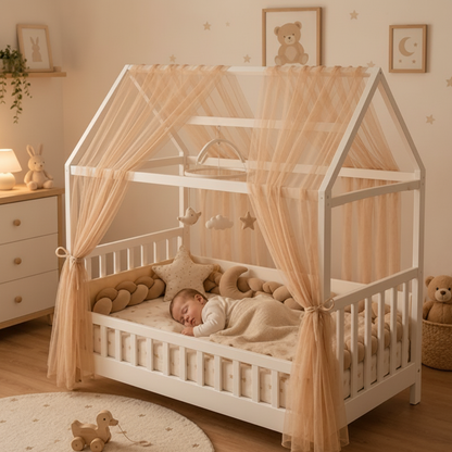 Ciel de lit beige bébé endormi variante