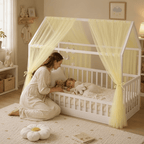 Ciel de lit jaune maman bambin variante