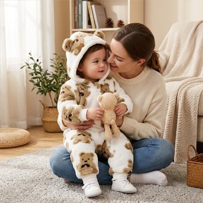 combinaison ourson bébé avec sa maman 