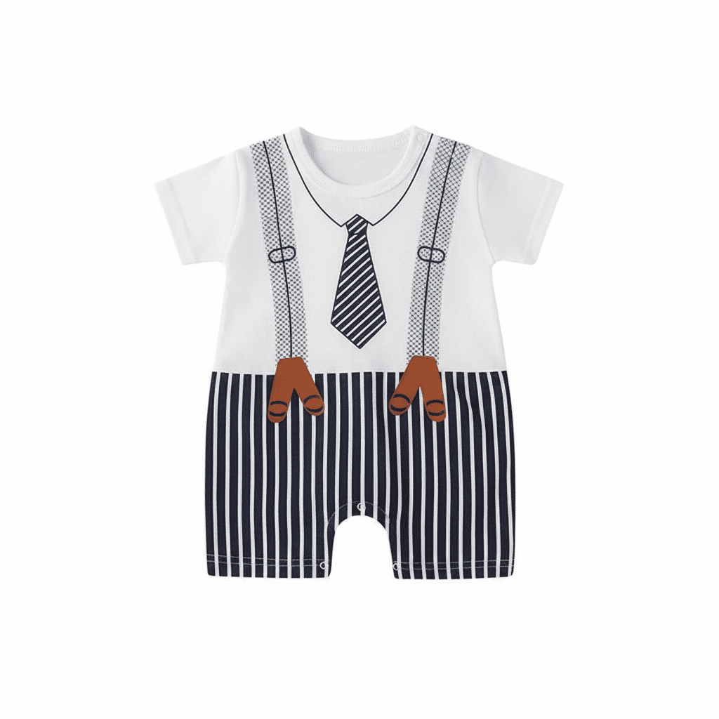 Combinaison blanche avec cravate rayée