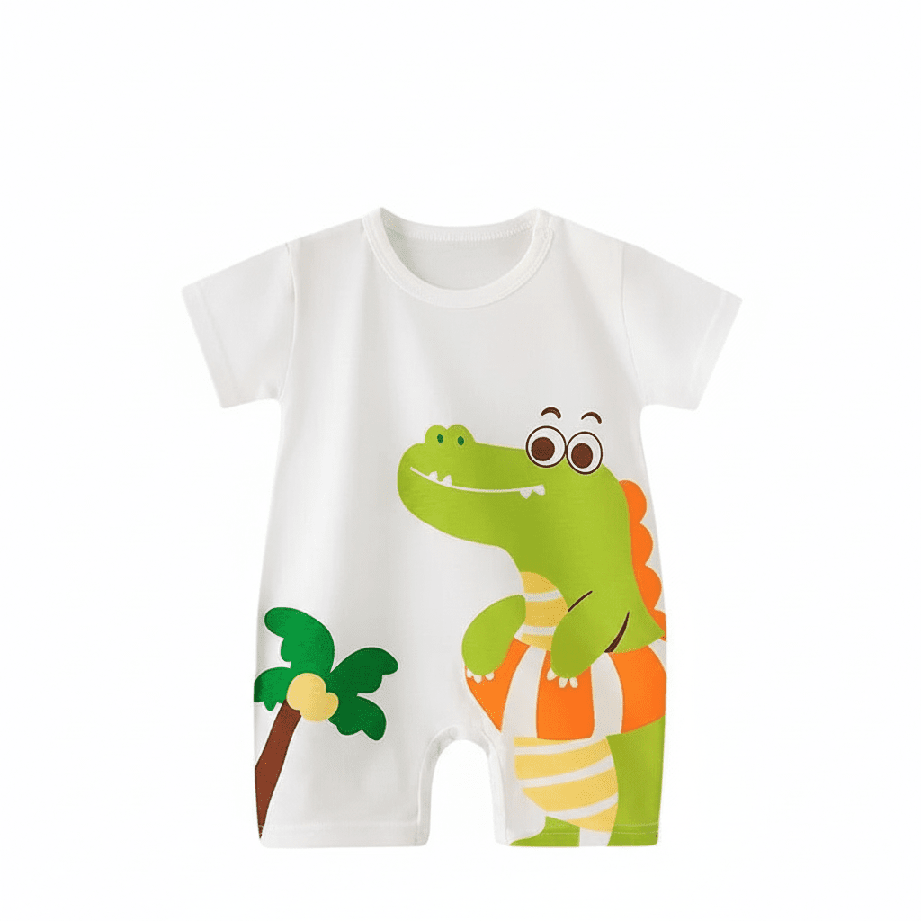 Combinaison blanche avec crocodile