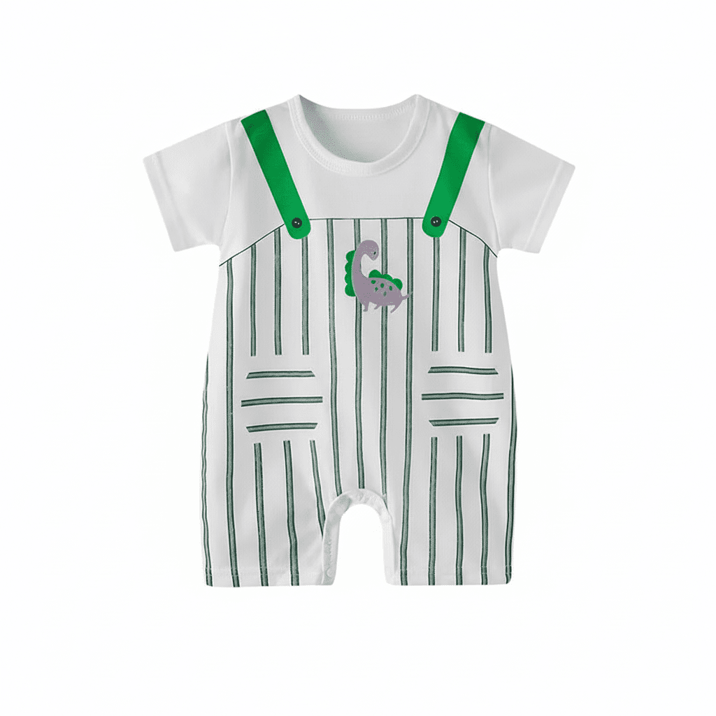 Combinaison rayée verte avec dinosaure