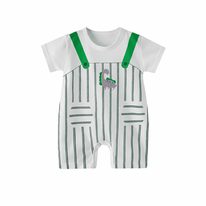 Combinaison rayée verte avec dinosaure