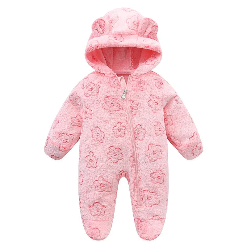 combinaison bébé fille ourson rose motifs fleurs