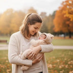 combinaison bebe ours bruin maman qui sourit