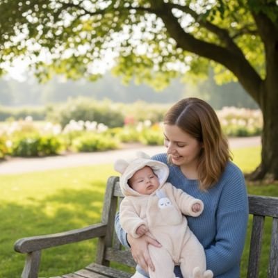 combinaison bebe ours kakis avec maman 