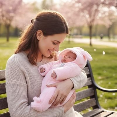 combinaison bebe ours rose avec maman 
