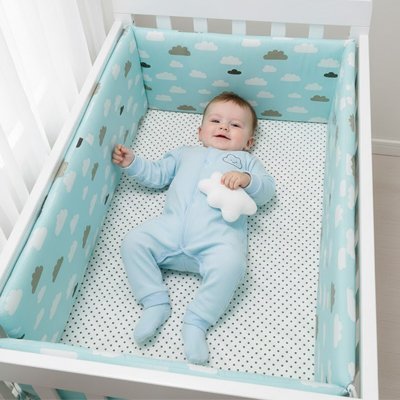 Tour de Lit Bébé Nuage Étoile - Protection Douce & Sécurisée contour de lit de bébé nuages turquoise 
