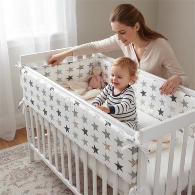 Tour de Lit Bébé Nuage Étoile - Protection Douce & Sécurisée contour de lit de bébé étoiles et maman 
