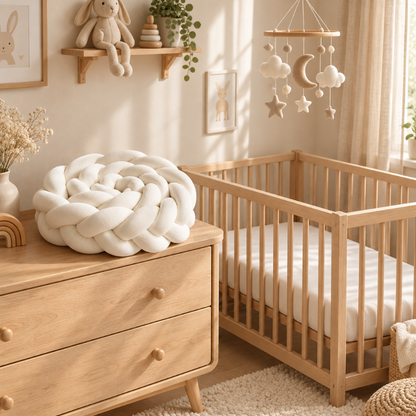 contour de lit Chambre cosy avec tour de lit tressé blanc ivoire