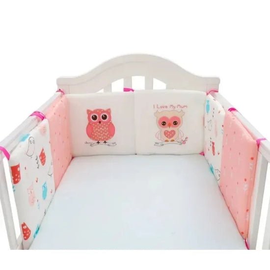 contour lit de bebe coussins hiboux rose 