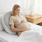 coussin femme enceinte pour dormir gris U maman assise lit