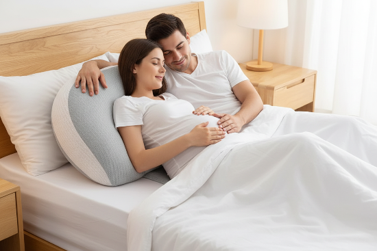 coussin femme enceinte pour dormir gris U maman papa lit