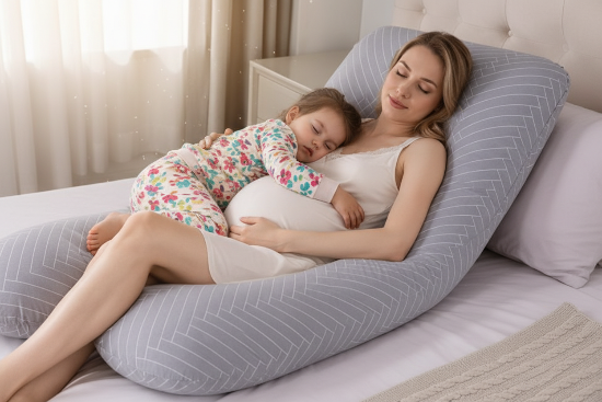 coussin de grossesse pour dormir
maman fillette endormies dos