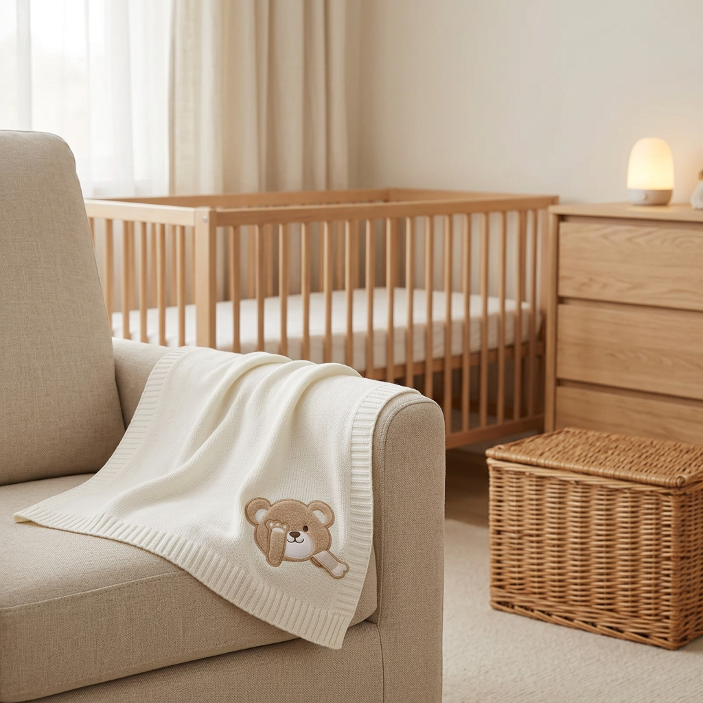 Couverture ourson dans une chambre de bébé douce et chaleureuse