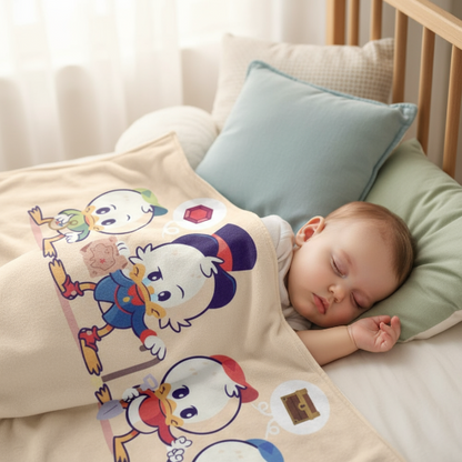 couverture Bébé endormi couvert avec couverture canards famille 