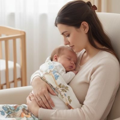 couverture d'emmaillotage pour bébé
maman douce qui cajole son petit 
