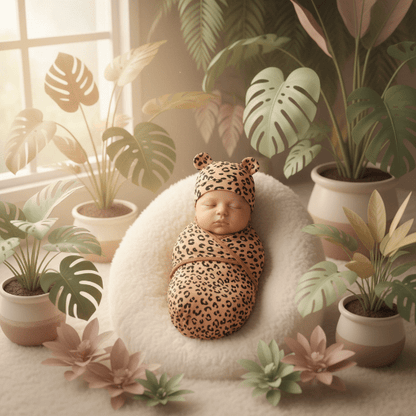 couverture pour emmailloter sommeil - Jungle apaisante Bébé léopard - Safari doux