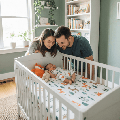 Drap housse lit bebe et Deux parents bébé drap forêt