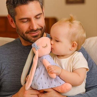 doudou naissance fille
et son doudou bebe fille Peluche lapin