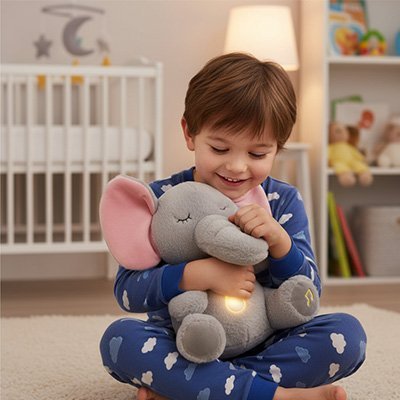 doudou pour bébé garçon assis avec sourire