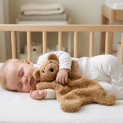 doudou bebe garcon sur le cote