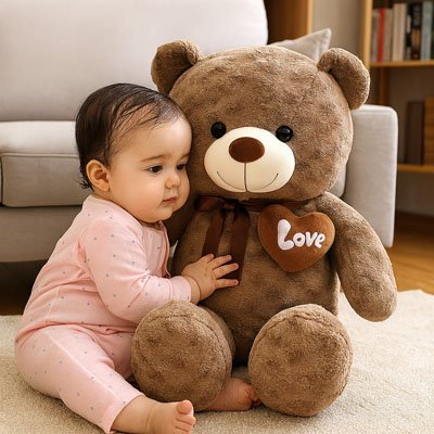 ours en peluche geant doudou garcon assis
