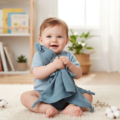 Doudou Lapin Douceur Sourire - Peluche Bio Douce
Doudou lapin bleu