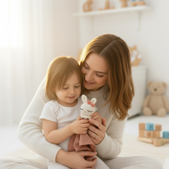Doudou fille lapin maman fillette lit variante 1