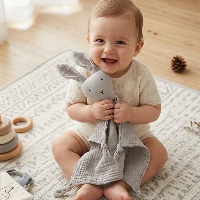 Doudou bébé garçon petit joyeux 