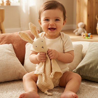 Doudou bébé garçon sourire