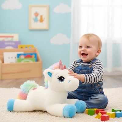  Licorne doudou peluche arc en ciel