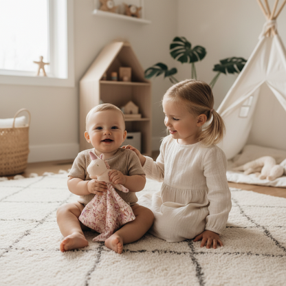 Doudou BEBE Garcon licorne rose — frère et sœur