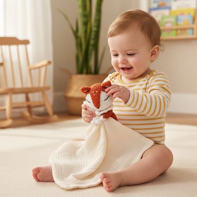 Doudou renard bebe petite fille