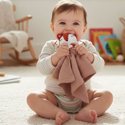 Doudou renard bebe rose