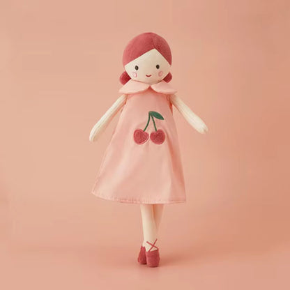 doudou bébé fille poupée cerise robe rose 